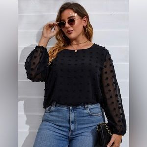Shein clip dot black blouse size 3X